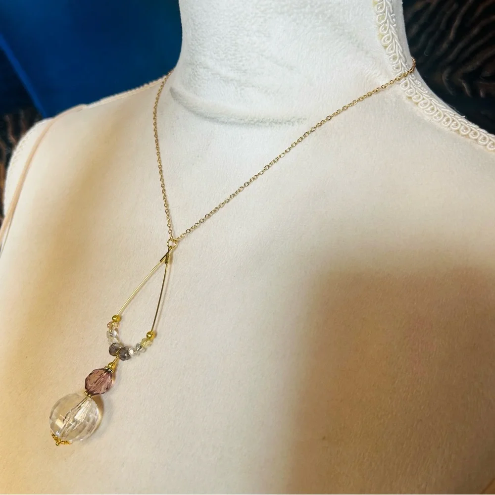 Handcrafted vintage bead changeable charm pendant on chain necklace_4